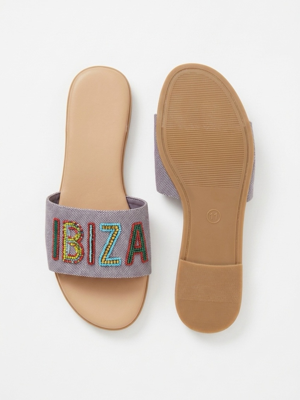 a new day Tan Footbed Gray Beaded 'IBIZA' Slide Sandals - Picture 3 of 3